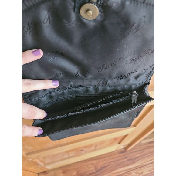 Vintage Fossil 1954 Pebbled Black Leather Crossbody Shoulder Bag Purse‎ 75082 - Picture 7 of 9